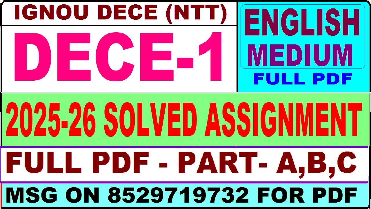 DECE 1 solved assignment ignou in English 2025-26 / DECE 1 Solved Assignment 2025 / dece 1 2026