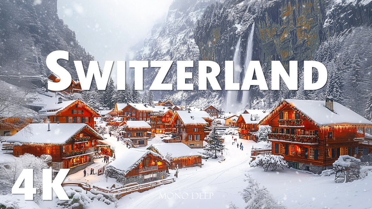 Switzerland 4K | Breathtaking Snowy Alps &  Fairytale Villages in Christmas with Deep House Chill
