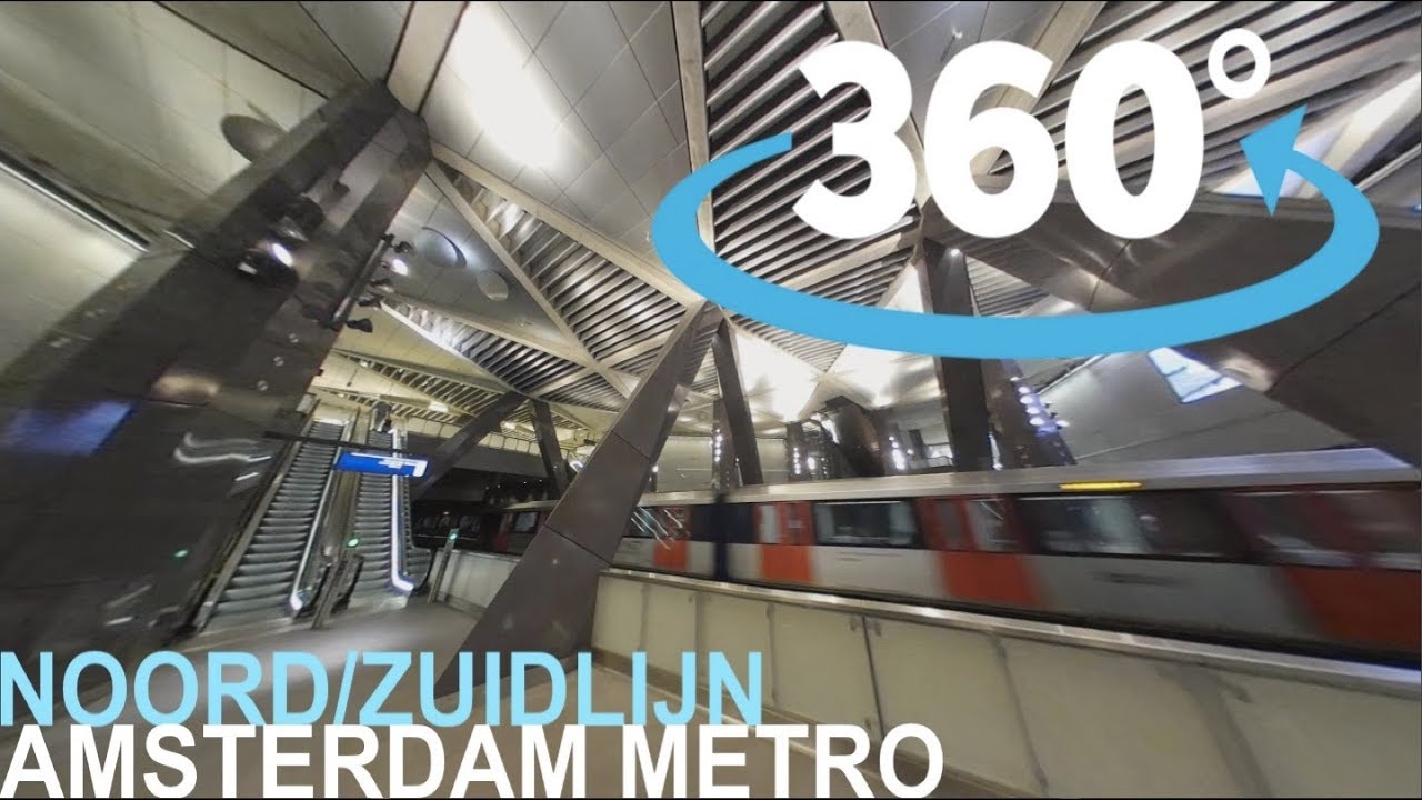 Amsterdam Metro in 360° view VR  - GVB R-net Noord/Zuidlijn - Metro 52 in 4K