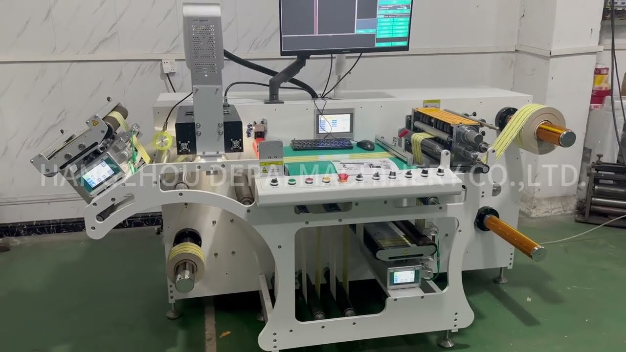 High quality 8K camera label inspection machine with slitting function and double web guding