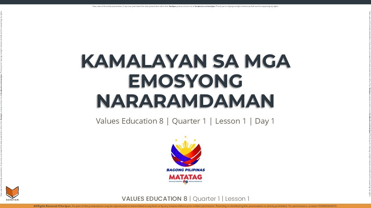 Values Education 8 - Q1W1D1 - Kamalayan sa mga Emosyong Nararamdaman