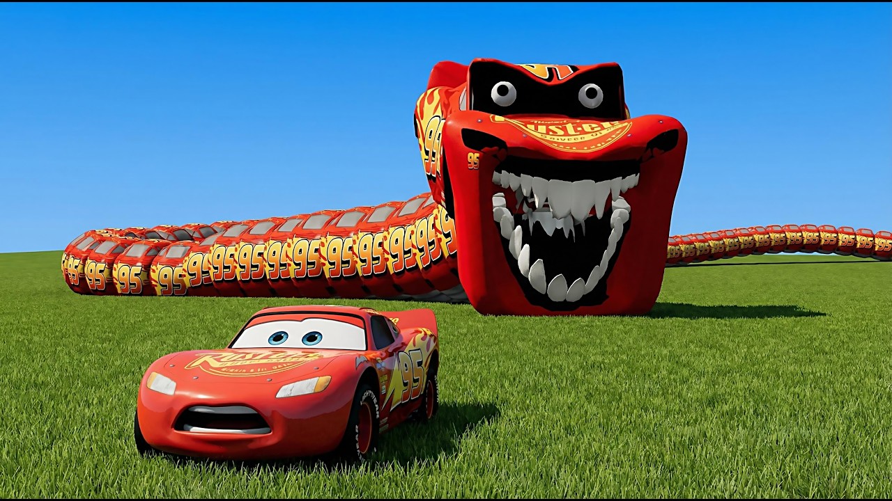 Giant HUNGRY SNAKE McQueen Eater VS Cars Lightning McQueen Escape From Monster Beamng Drive #86