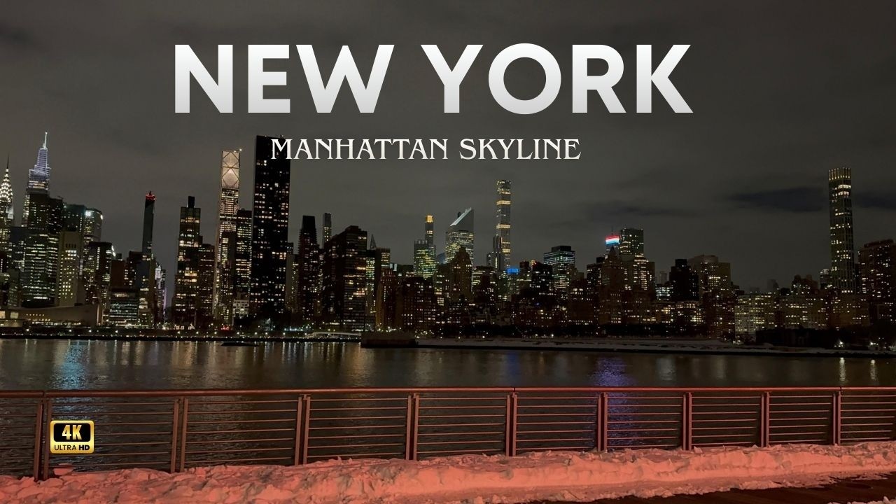 Manhattan Skyline at Night 🏙️ | Amazing River & Building Views in NYC