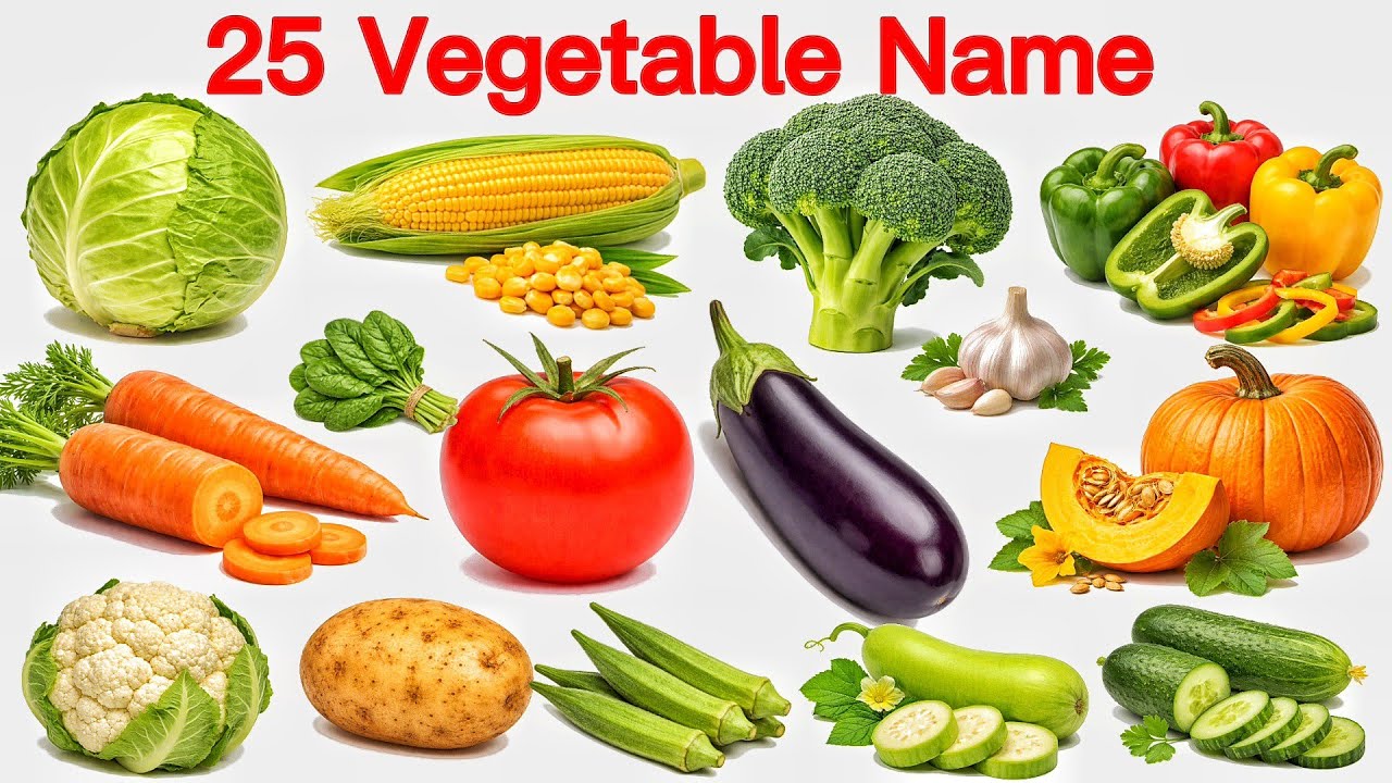 Vegetables Name English to Hindi | 25 सब्जियों के नाम | Vegetable Name for Kids, Vegetables Pictures