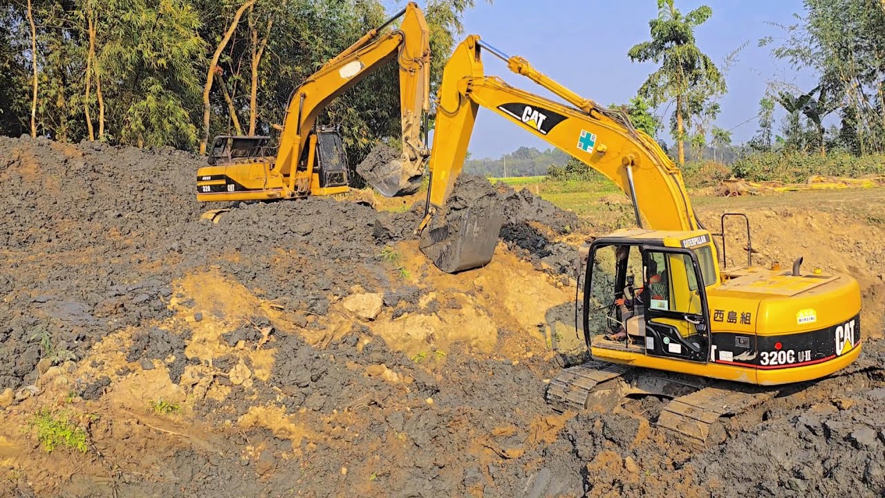 Two Excavator Canal Excavation | Increasing Canal Depth | Heavy Equipment Working