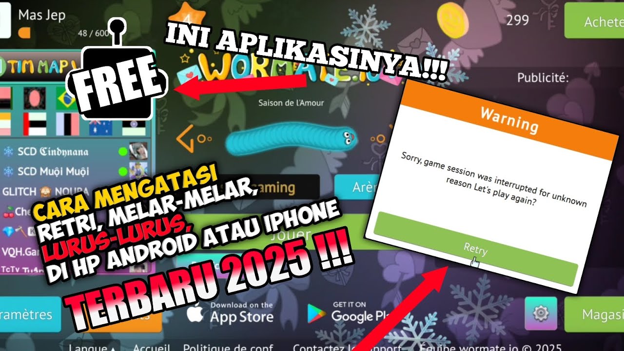 Cara mengatasi  retri di game wormate.io di hp TERBARU 2025!!!