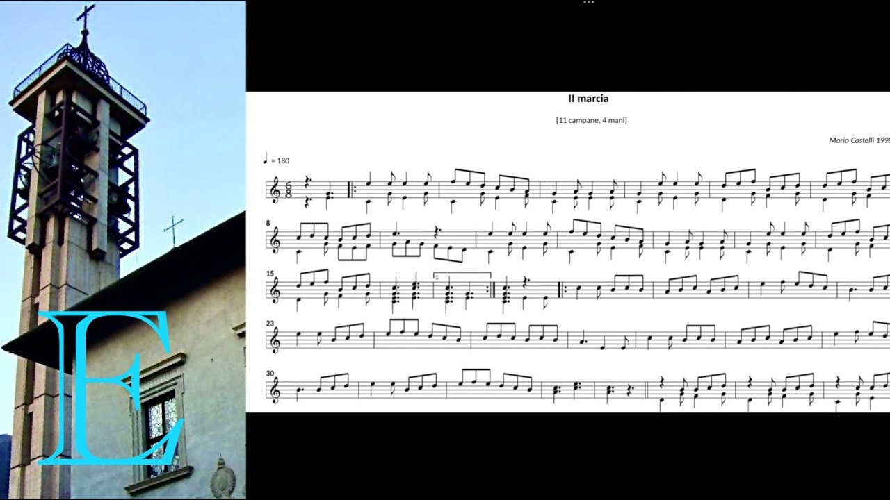Le campane di Gandino (BG) - “IIª Marcia a 4 mani” di Mario Castelli, 1998 (con partitura) -E-
