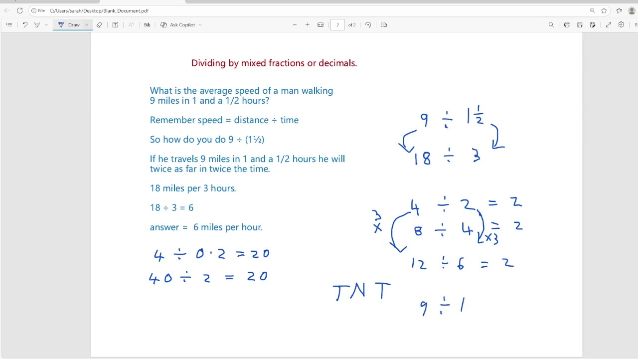 Dividing by fractions and decimals.