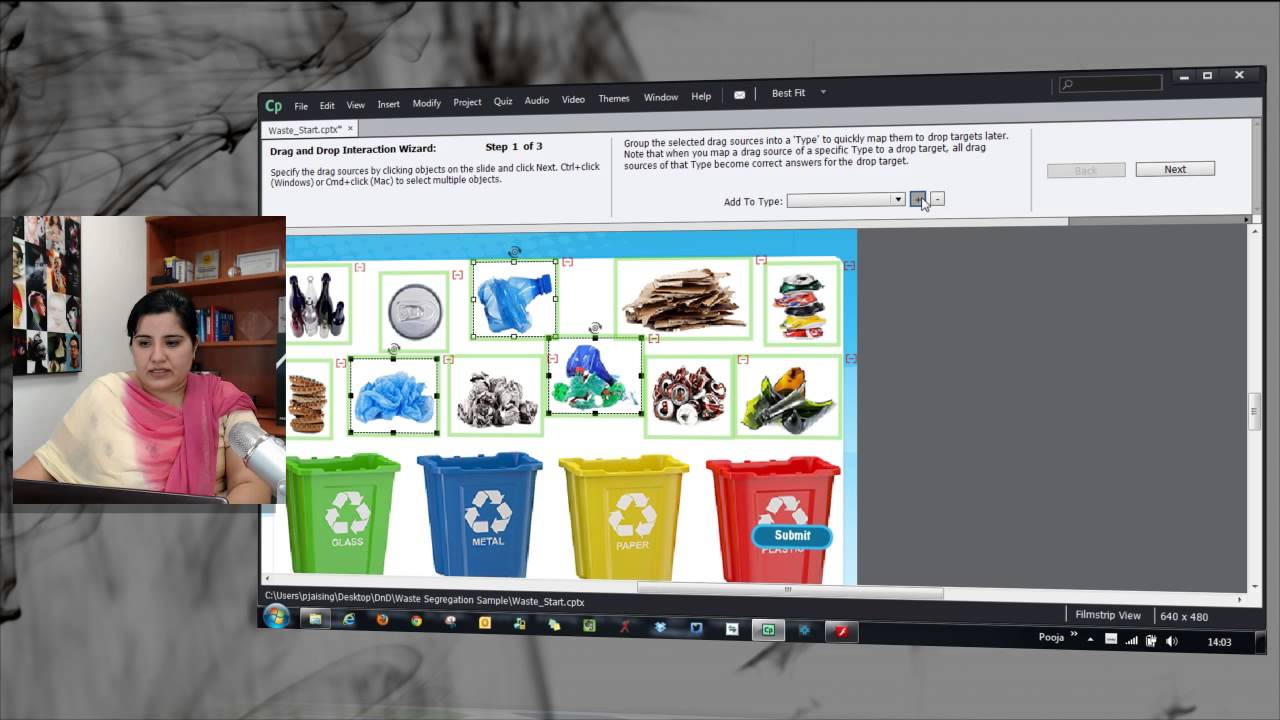 Many-to-One Drag and Drop Interaction: Waste Segregation