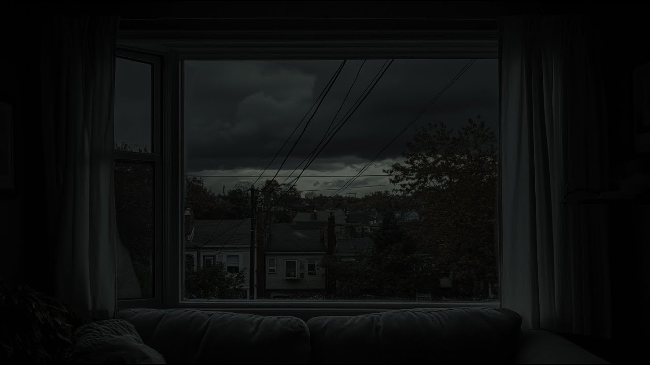Thunderstorm Over Quiet Town at Night | Watching from Window | Calm Before the Storm | 11 HOURS