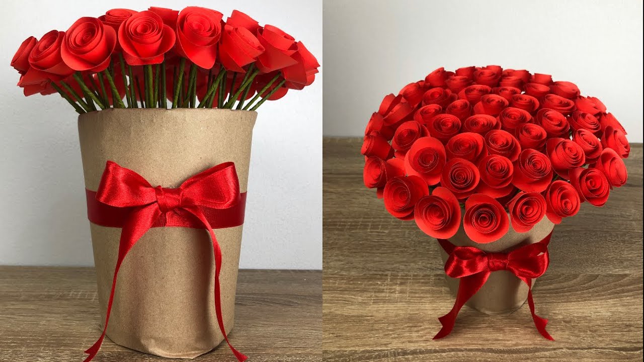 ช่อดอกกุหลาบกระดาษ วาเลนไทน์ แบบง่ายๆ | Rose paper