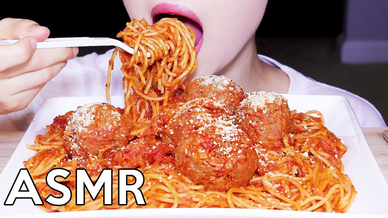 ASMR MEATBALL SPAGHETTI (BIG BITES) 미트볼 스파게티🍝리얼사운드 먹방