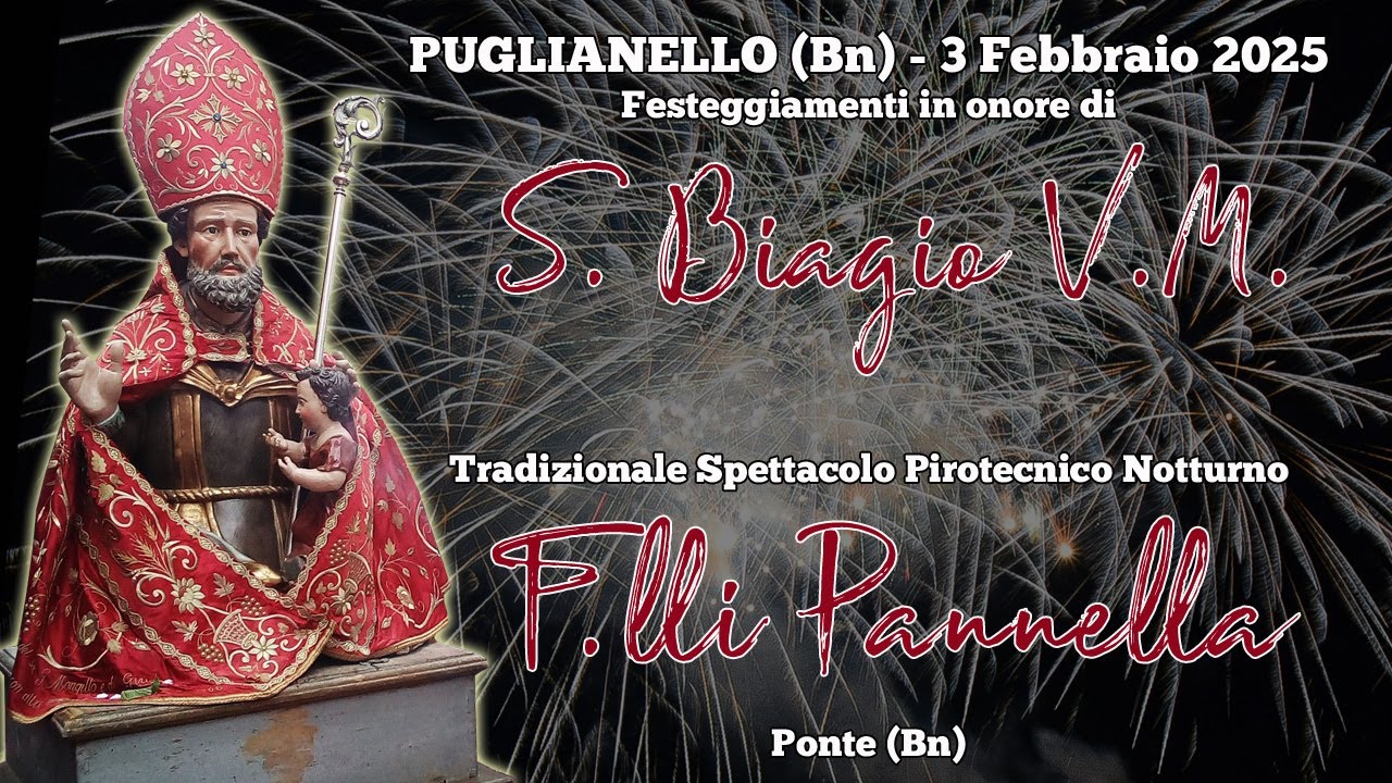 PUGLIANELLO (BN) - SAN BIAGIO V.M. 2024 - Pirotecnica F.lli PANNELLA (Night Show)