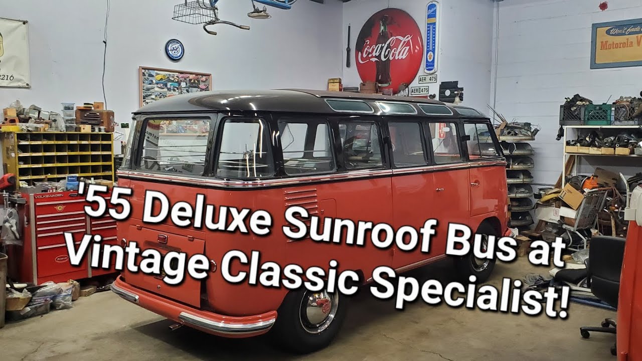 1955 Deluxe 23 Window Sunroof VW bus in for a couple small things. What a BEAUTY!!!