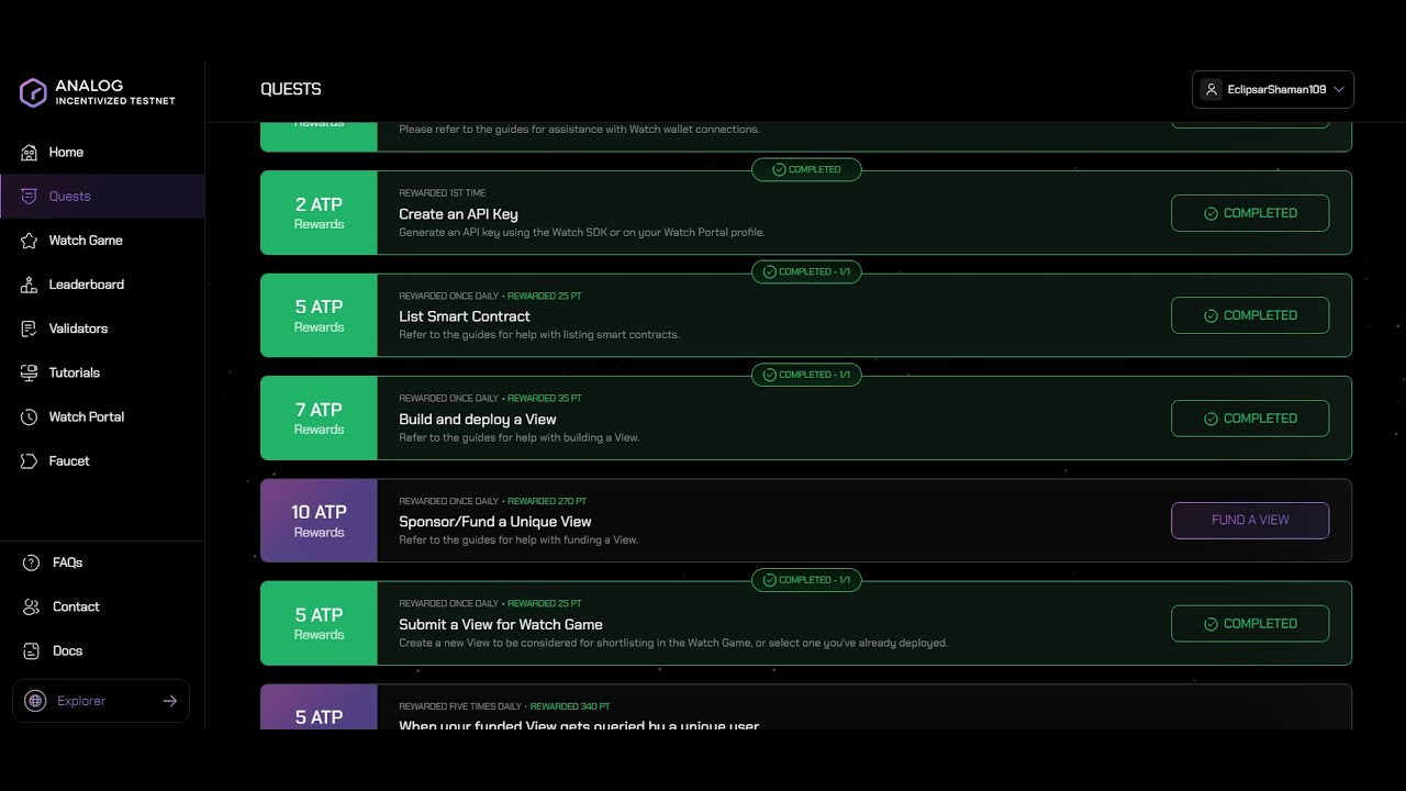 Analog testnet Developer Tasks| List smart contract ,Create and Deploy a view