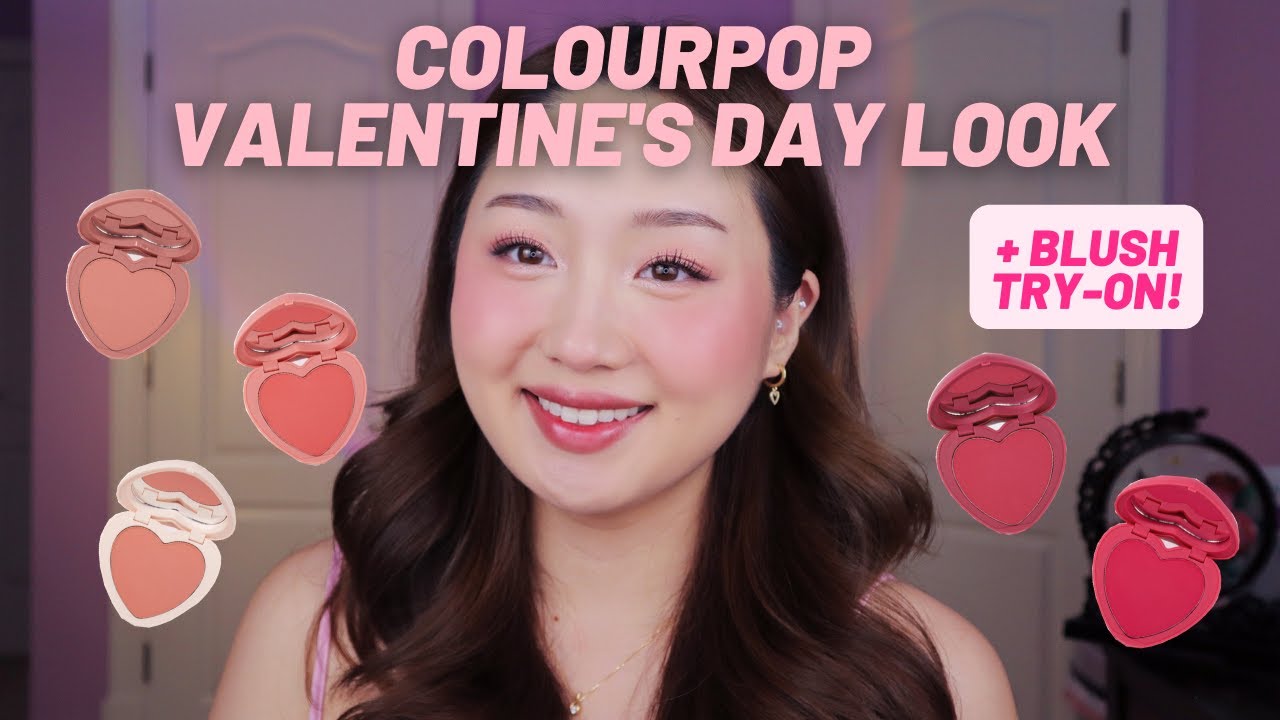 *NEW* COLOURPOP HEART BLUSH SWATCHES & TRY ON | VALENTINE&rsquo;S THEMED LOOK 💖🥰| Stacy Chen