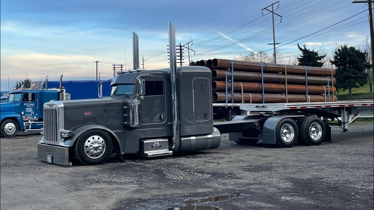 Flat bedding in circles | pnw trucking 2022 Peterbilt 389