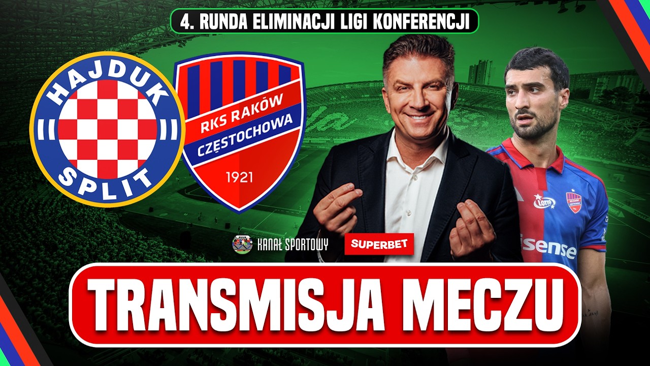 HAJDUK SPLIT - RAK&Oacute;W CZĘSTOCHOWA: TRANSMISJA MECZU | KOMENTARZ: MATEUSZ BOREK I MICHAŁ ŻEWŁAKOW
