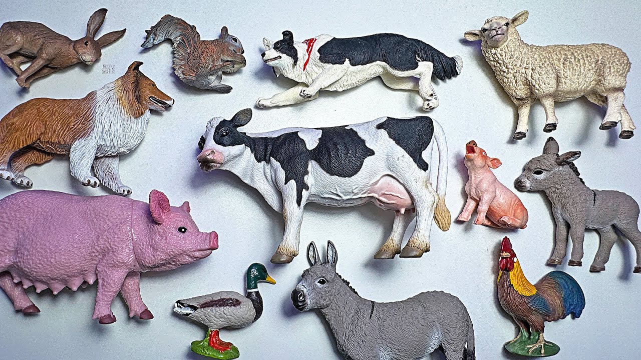 Beautiful Farm Animals Toys - Cow, Sheep, Cow, Rabbit, Goat, Duck, Chicken, Donkey, Hare, Piglet