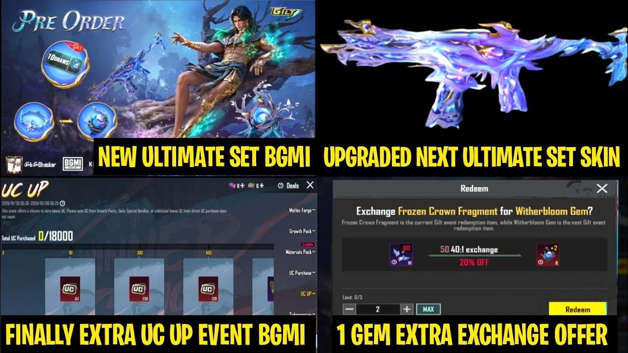 Good News 😍 2X UC REWARDS | Next Ultimate Set Upgrade skin | Pre-Order 1-Gem Extra Exchange Bgmi 