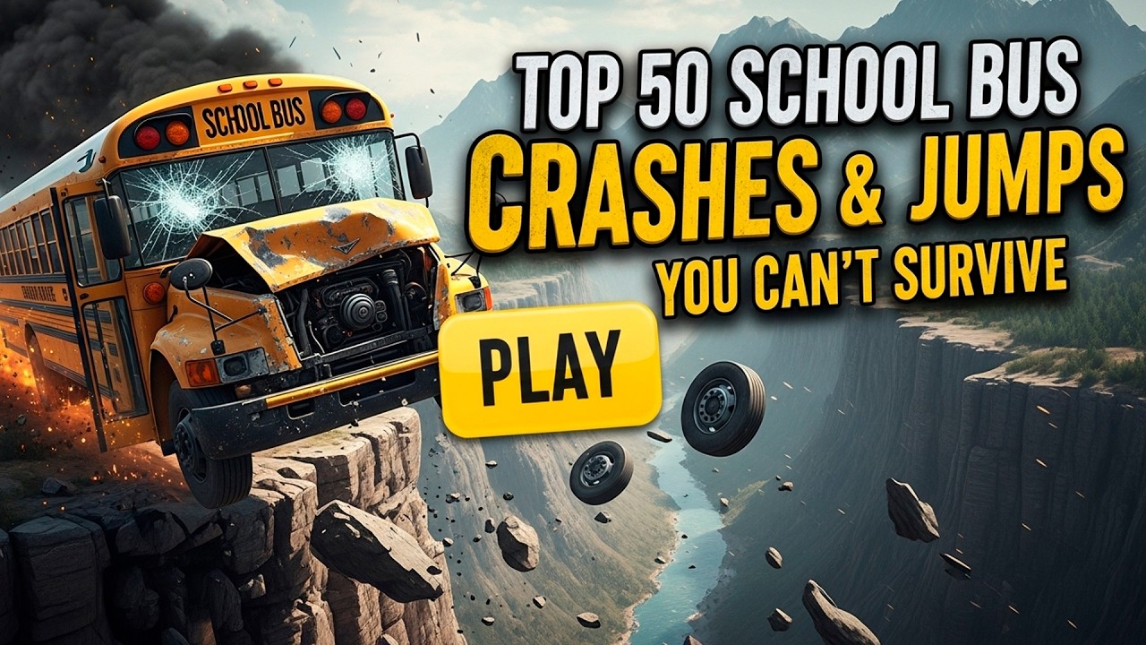 BeamNG Drive Top 50 Bus Jumps &ndash; School Bus Crashes & Yellow Bus Videos