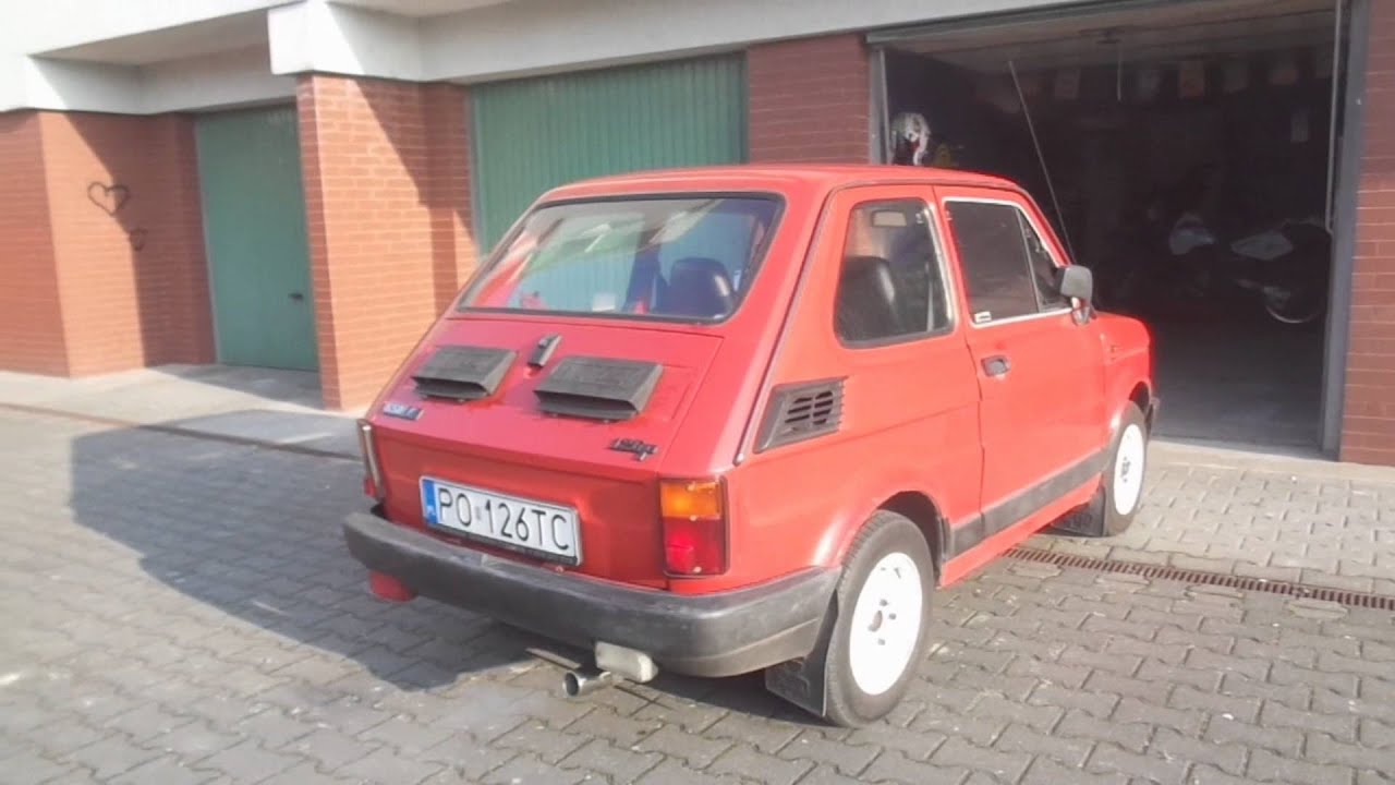 Fiat 126p, cold start, sound, driving