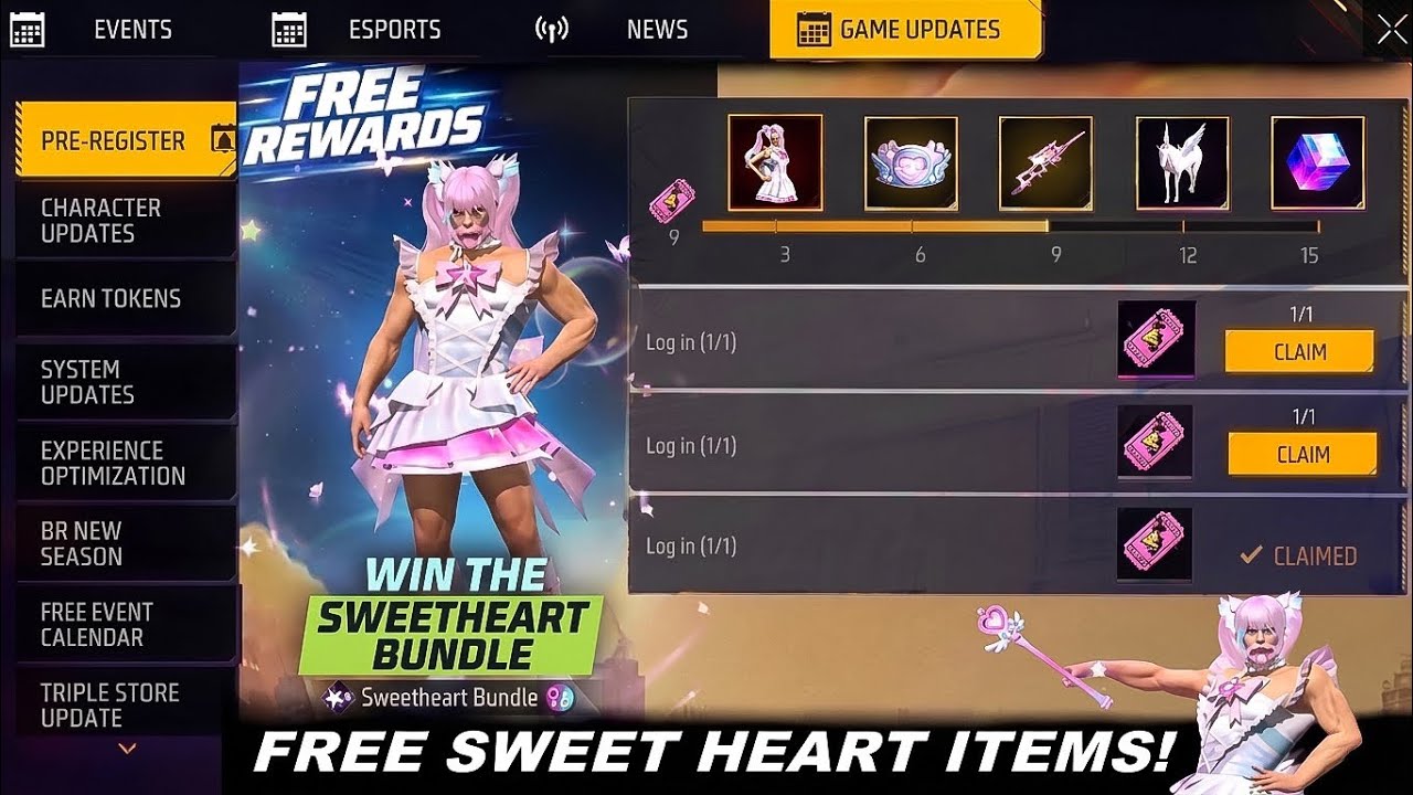 Claim Sweet Heart Event All Free Rewards🔥Criminal Bundle & Golden Shade Bundle Return | FF New Event