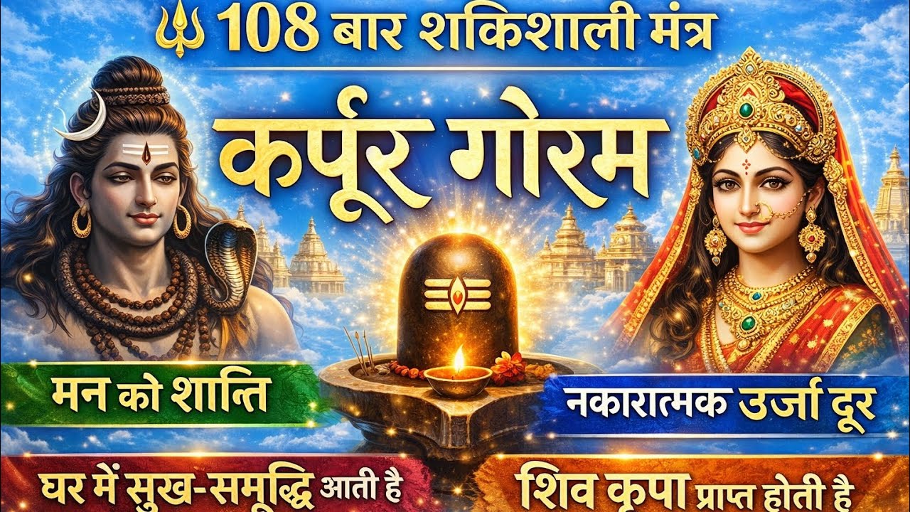 कर्पूर गौरम मंत्र 108 बार पवित्र जप||Powerful Shiv Mantra for Peace & Positive Energe