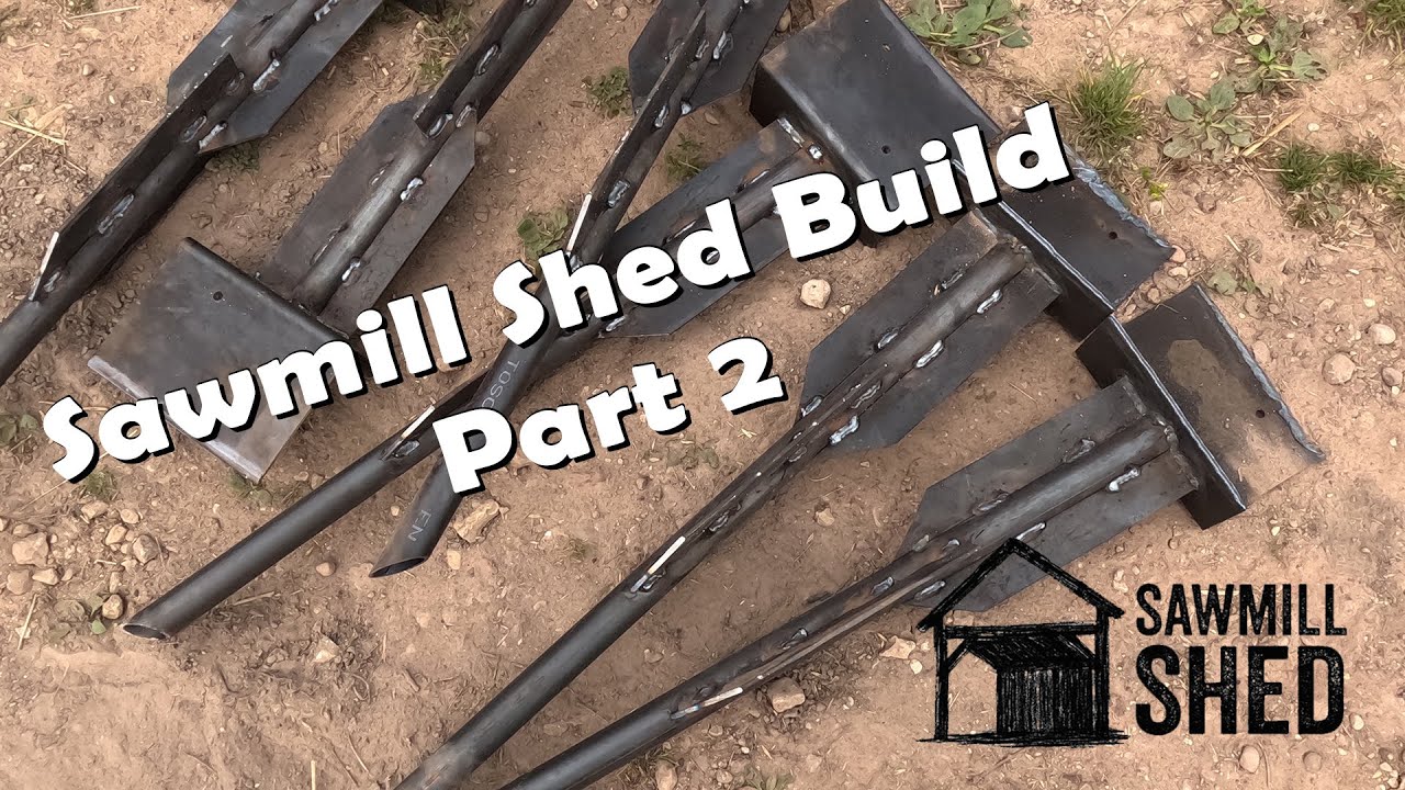 Building Sawmill Shed (Part 2).  Making Metal Base Piles | Farm Workshop Timelapse