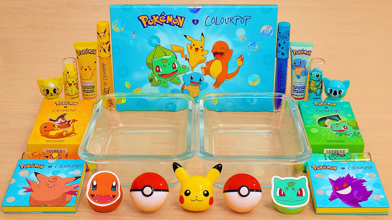 Pokemon Rainbow - Mixing Makeup Eyeshadow Into Slime ASMR
