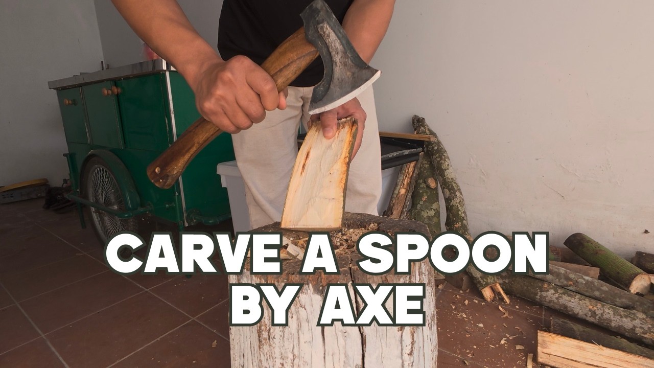 How to Carving Spoon By Axe in 5 minutes | No Talking