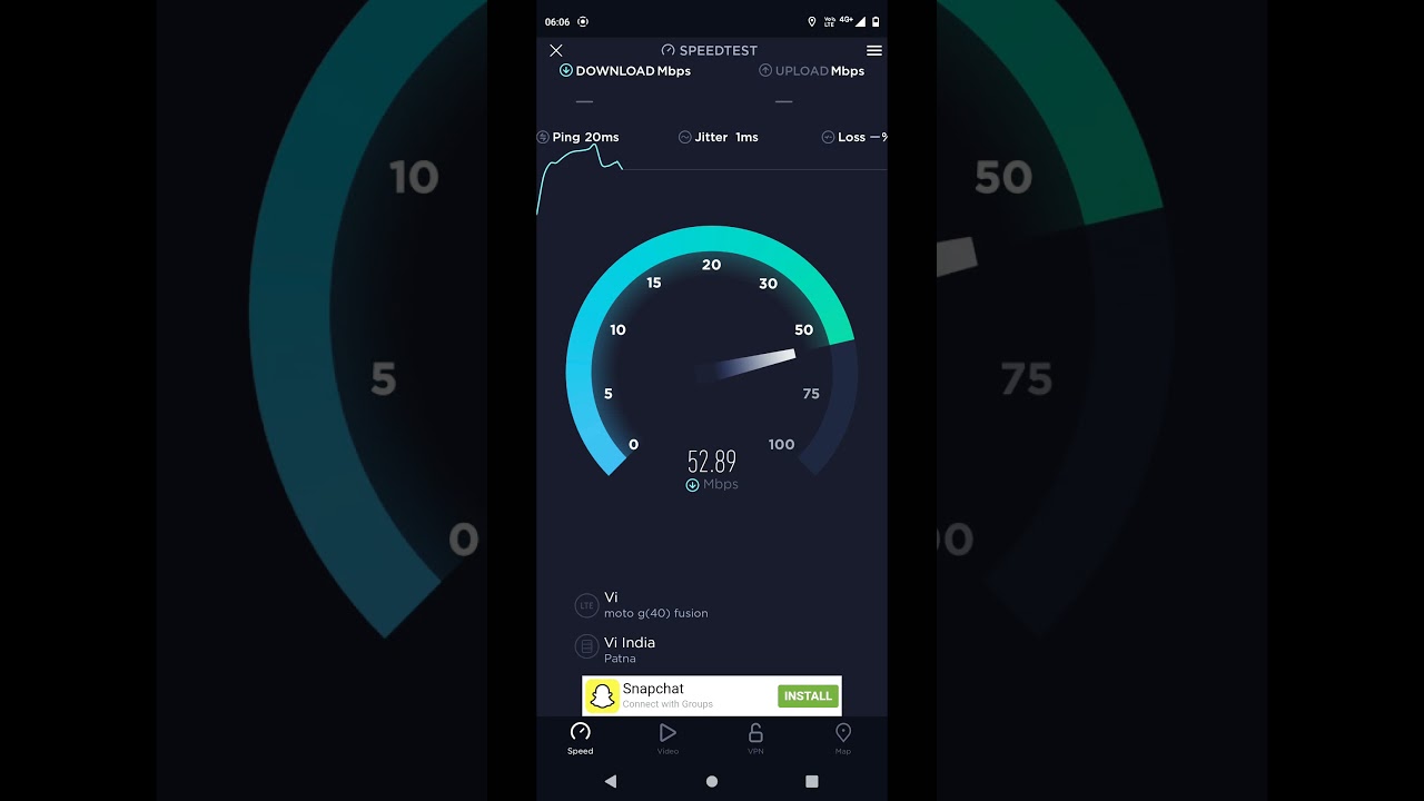 Vi 4G+ (3+1) Speedtest using Local SIM in Excellent Signal.
