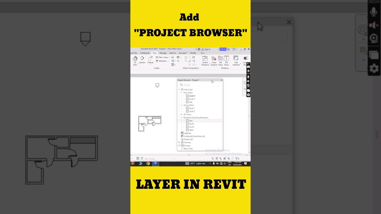 Add PROJECT BROWSER Layer In Revit #revit #architecture #deepakverma