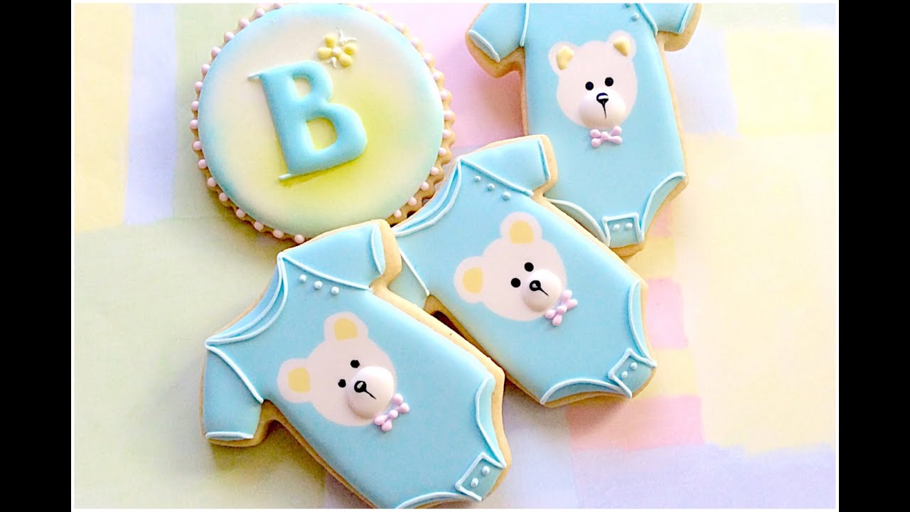 Baby onesie cookies. Baby shower.