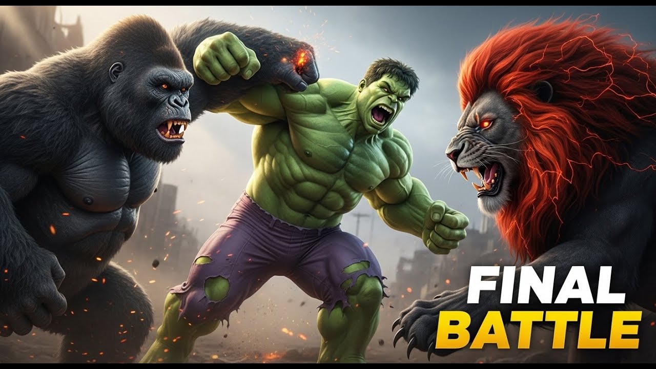 King Kong & Hulk vs Simba Lion – Final Battle: Last Stand!