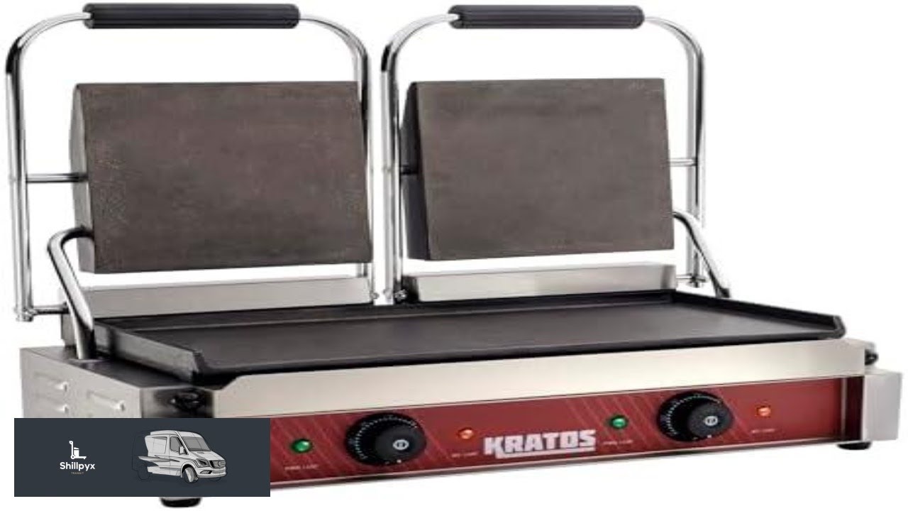 Kratos Commercial Electric Panini Sandwich Grill with Smooth Plates 18.7