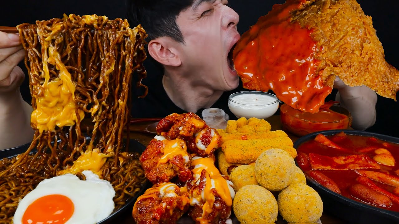 -55KG 감량하고 폭식먹방4탄  짜파게티 계란 치즈 &  핫치즈빅싸이순살 & 뿌링클 & 신전떡볶이 -55KG COME BACK CRAZY REAL SPECIAL MUKBANG