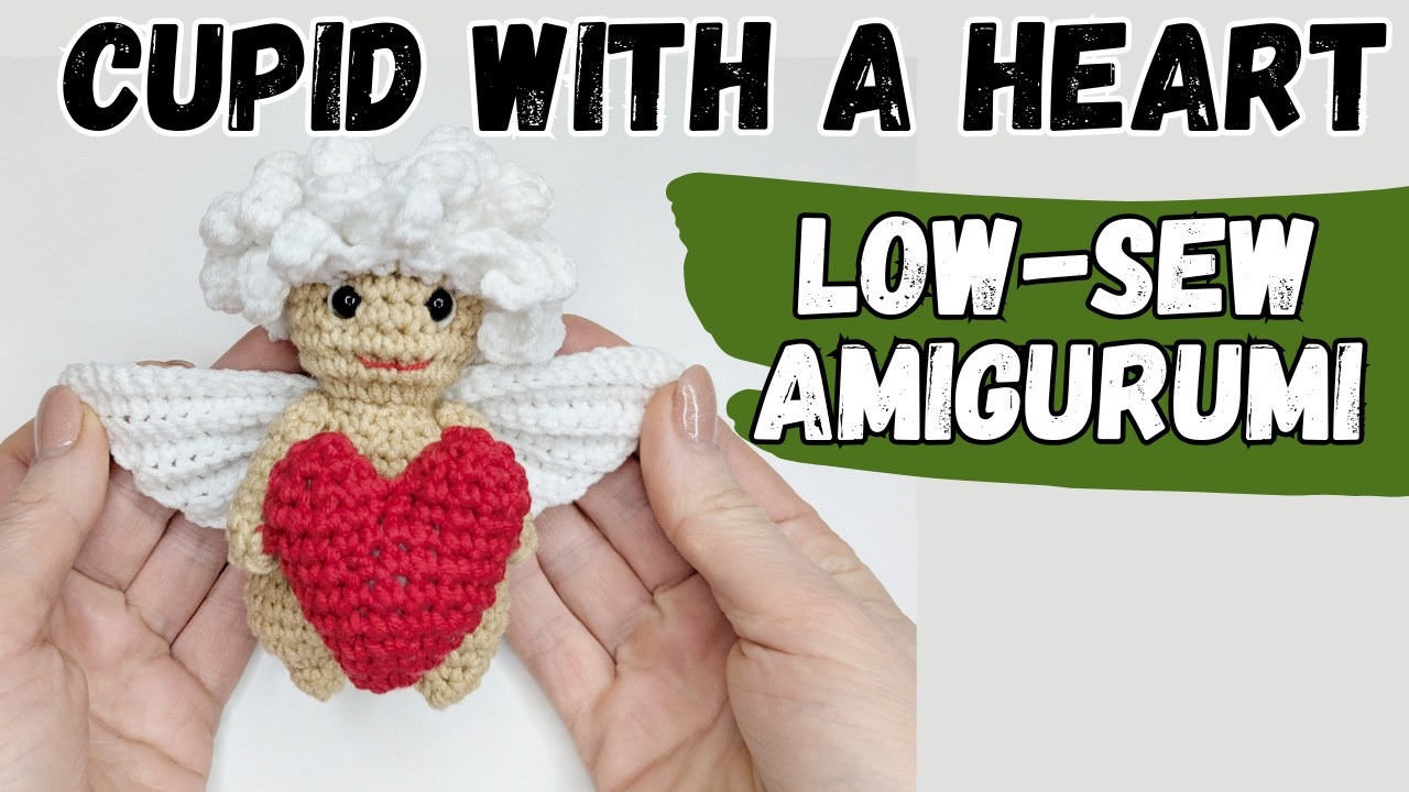 Crochet Cupid with a Heart, Valentine's day crochet keychain
