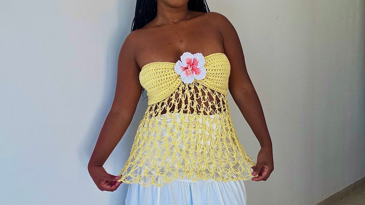 Cropped Tropical Croch&ecirc; 🌺🧶(V&Iacute;DEO-AULA )Flor de hibisco croch&ecirc; - croch&ecirc; em alta ver&atilde;o 2026 