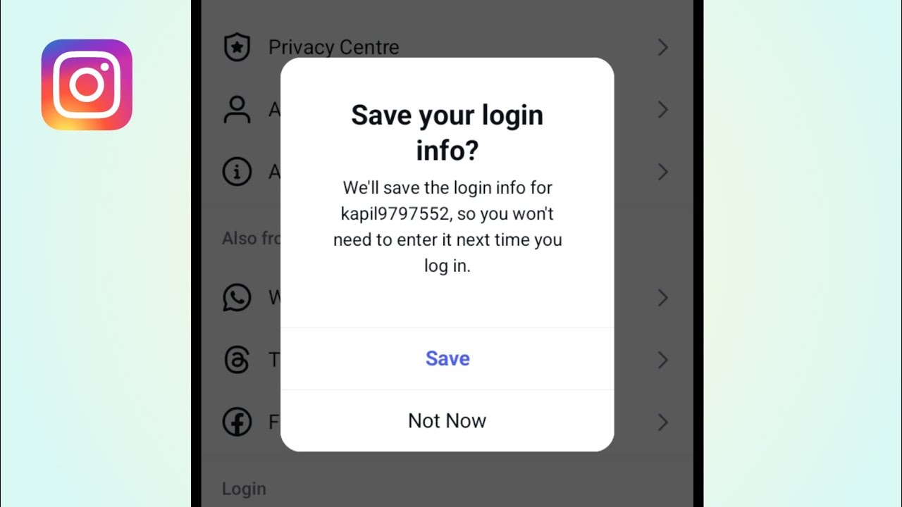 save your login info instagram | save your login info instagram problem solve