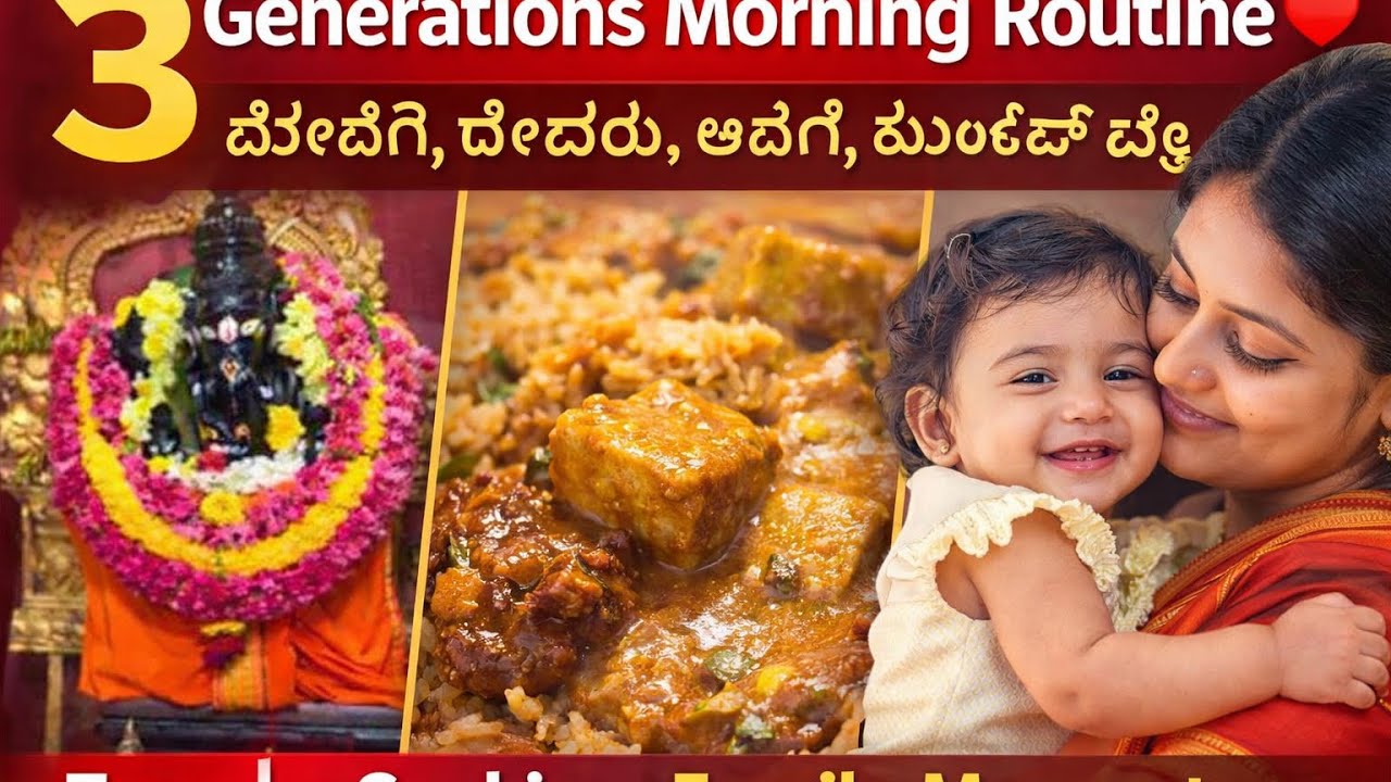 3 Generations Morning Routine ❤️ | Temple, Vangi Bhat & Family Moments | Kannada Vlog#viral #trendin
