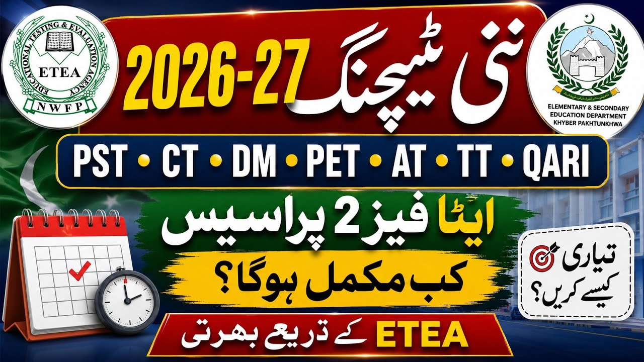 Kpk Upcoming Etea teaching jobs recruitment be Advitised |When Will Etea Phase 2 Process Be Complete
