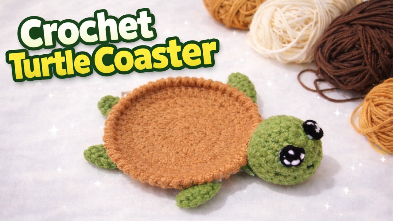 🐢 Crochet Turtle Coaster Tutorial | Cute Handmade Crochet Coaster 🧶 @Pattern-yf5dz