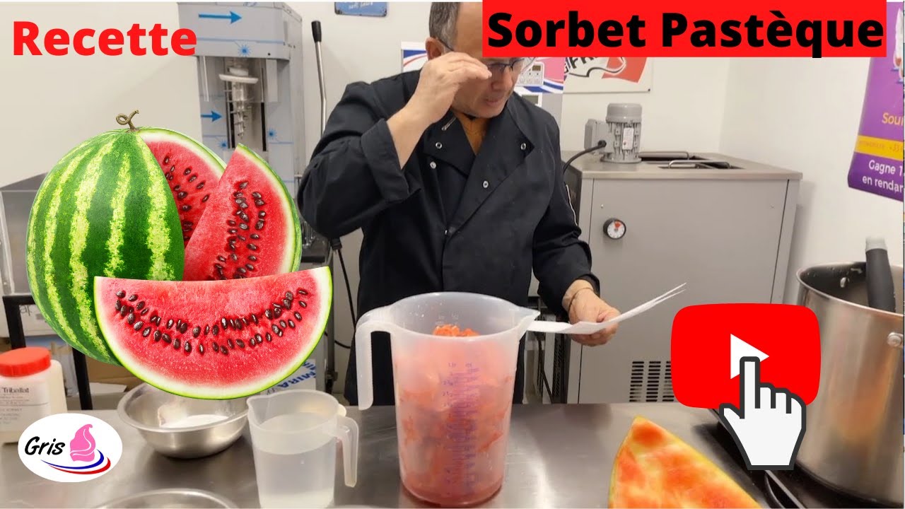 Recette sorbet  à la pastèque glace italienne pastèque ou gelato