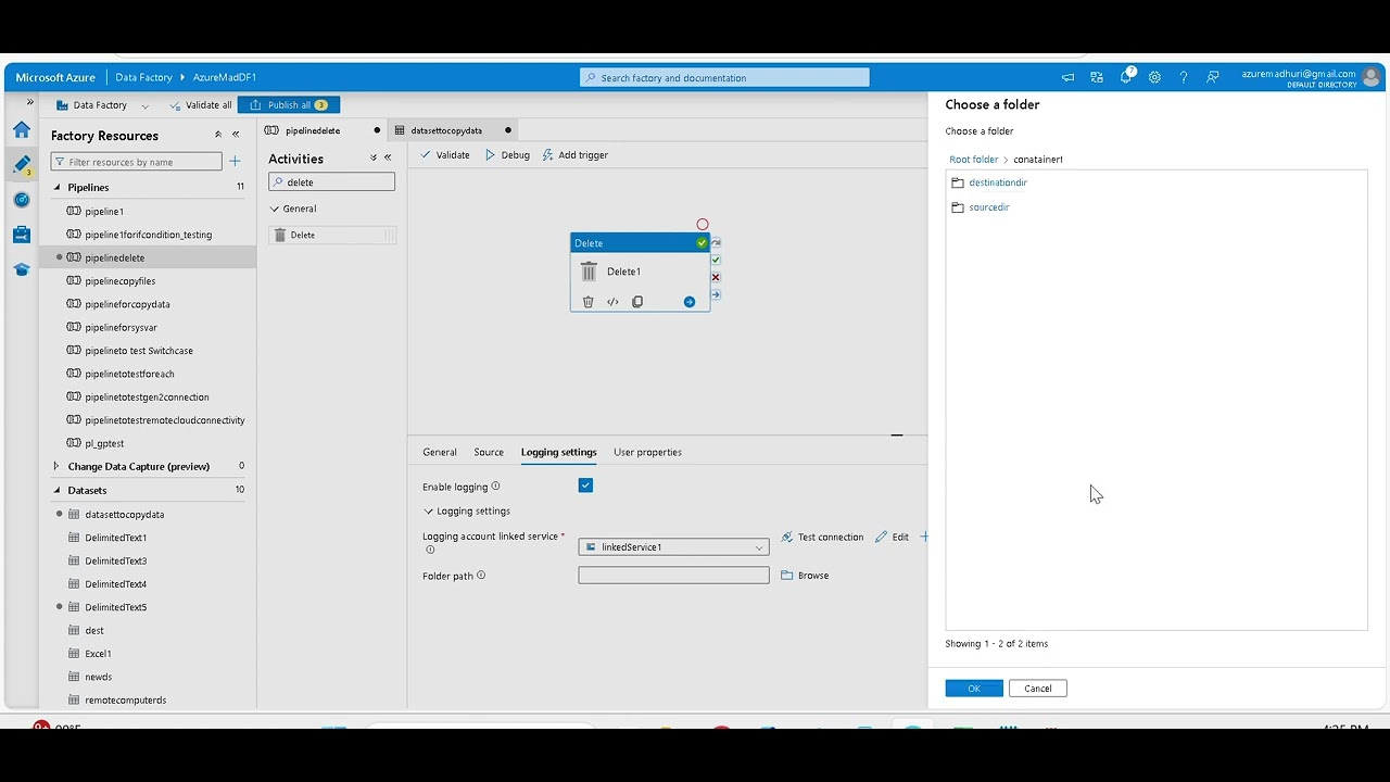 ADF : logging delete file activity