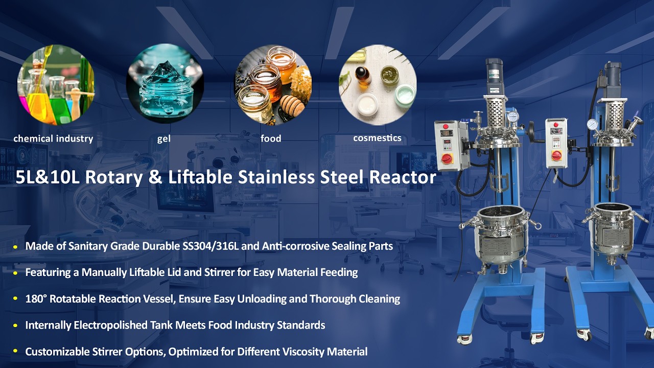 5L & 10L Rotary and Liftable Stainless Steel Reactor | Factory Testing Before Shipping to Morocco