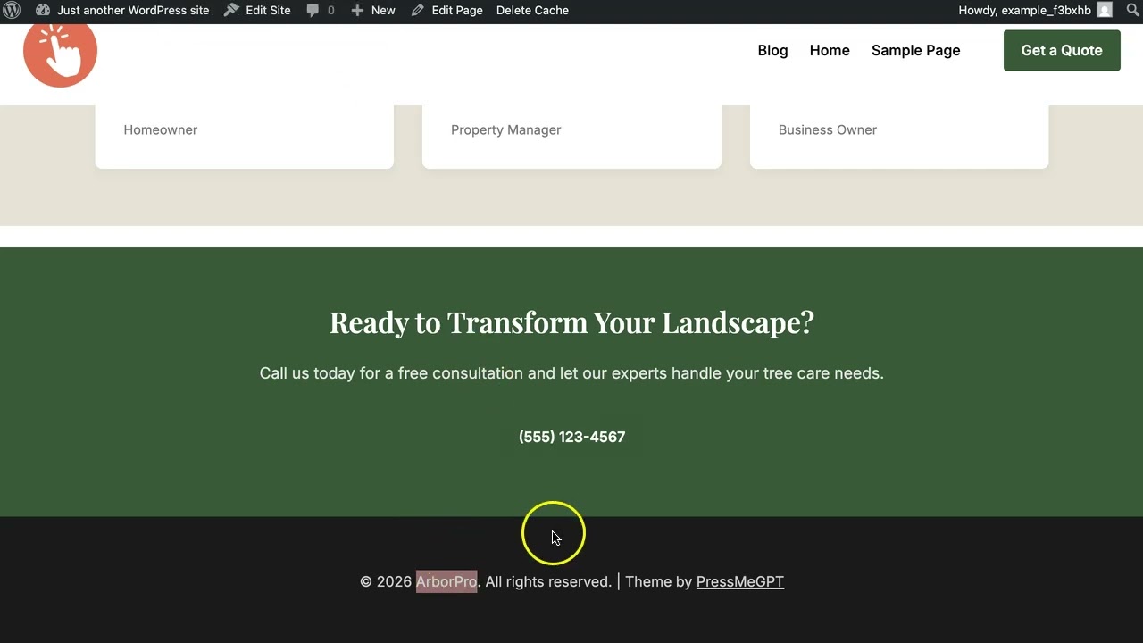 How to Edit Your Website Footer in Full Site Editor on an AI Generated Wordpress Theme by PressMeGPT