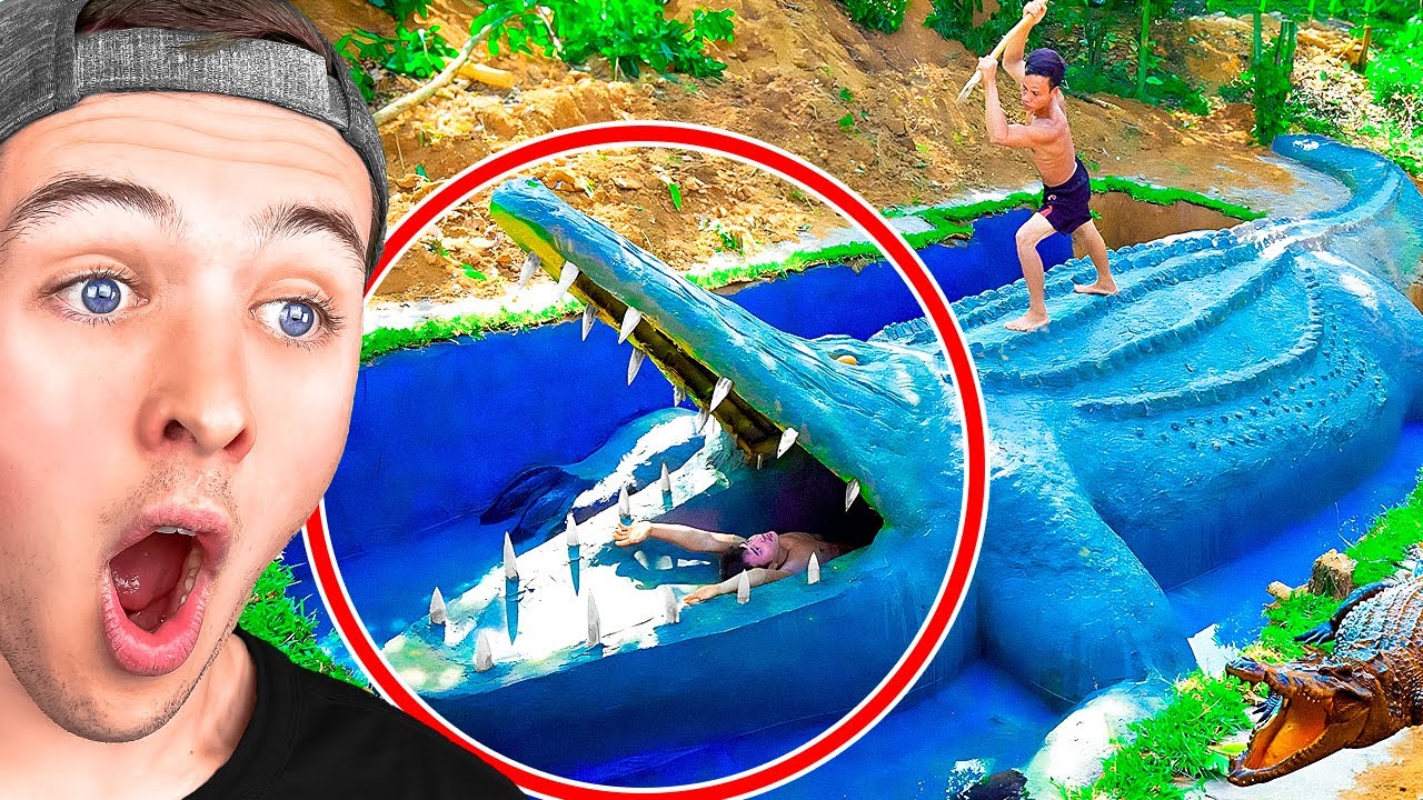 INSANE Secret Underground Water Slide (PRIMITIVE SURVIVAL)