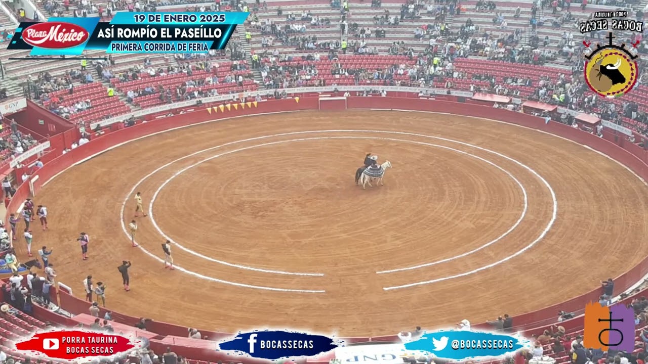Plaza M&eacute;xico. Primera corrida de feria. As&iacute; rompi&oacute; el pase&iacute;llo. S&aacute;nchez, Jim&eacute;nez y Adame.
