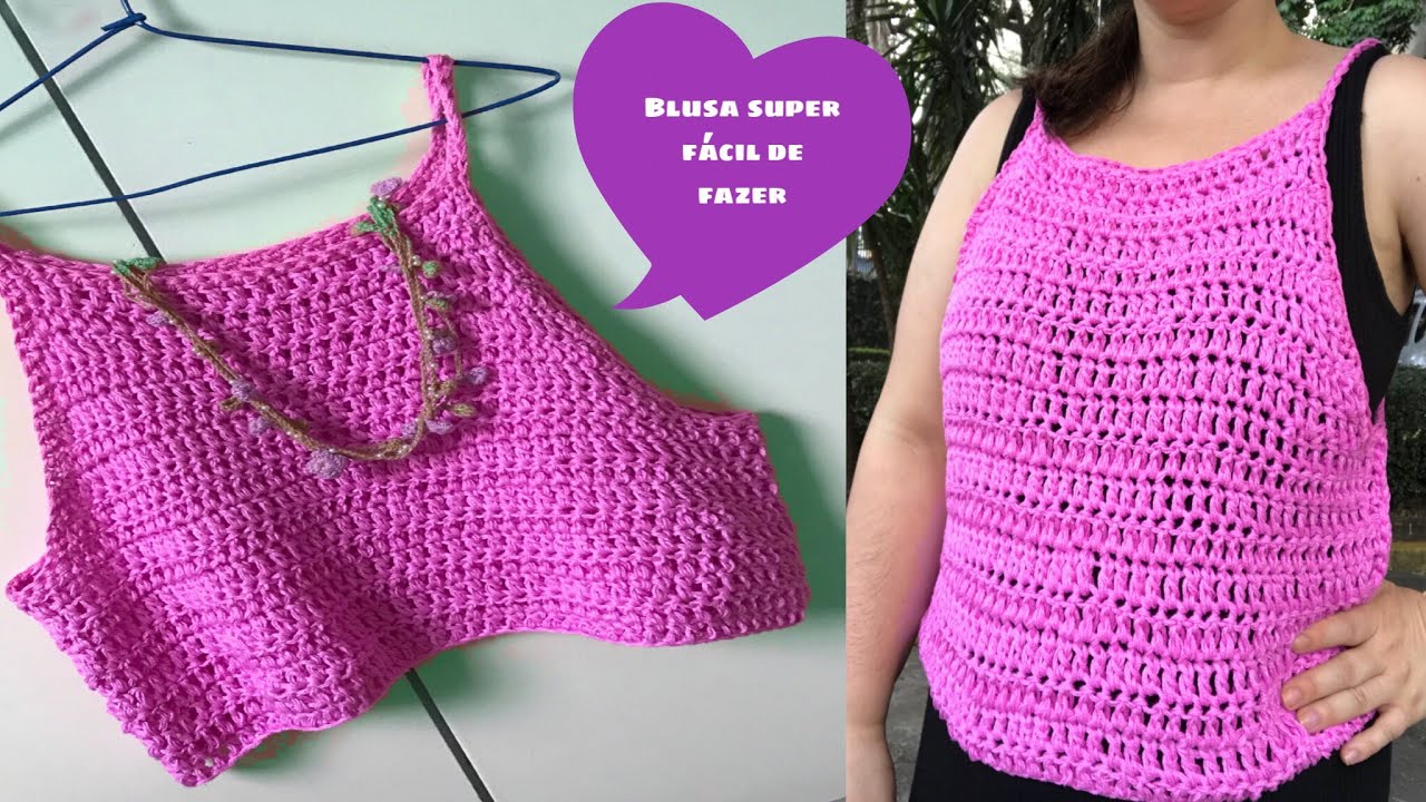 BLUSA ROSE Crochê confeccionada em uma manhã super facil